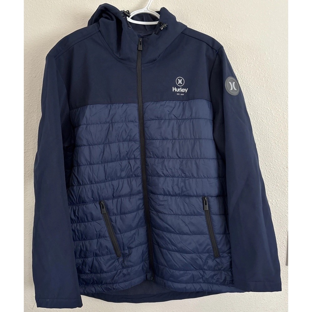 Hurley Sonora Softshell Windproof Hybrid Windbreaker Puffer Hoodie Jacket XL